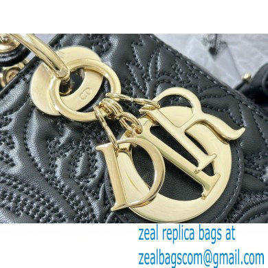 Dior Small Lady Dior Bag in black Quilted-Effect Lambskin with Ornamental Motif 2023