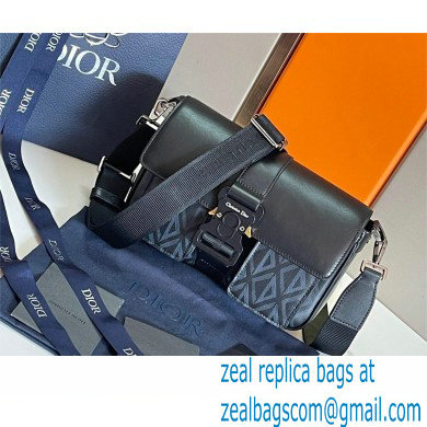 Dior black CD Diamond Canvas and Smooth Calfskin Hit The Road Bag with Strap 2023