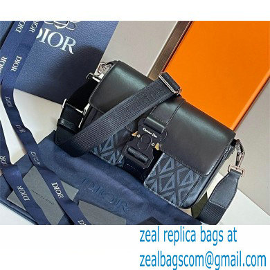 Dior black CD Diamond Canvas and Smooth Calfskin Hit The Road Bag with Strap 2023 - Click Image to Close