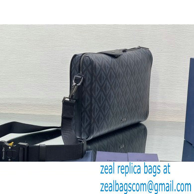 Dior black CD Diamond Canvas and Smooth Calfskin Lingot Messenger Bag 2023