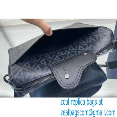 Dior black CD Diamond Canvas and Smooth Calfskin Lingot Messenger Bag 2023
