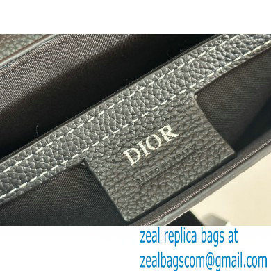 Dior men's Black Grained Calfskin Saddle Pouch with Strap 2023