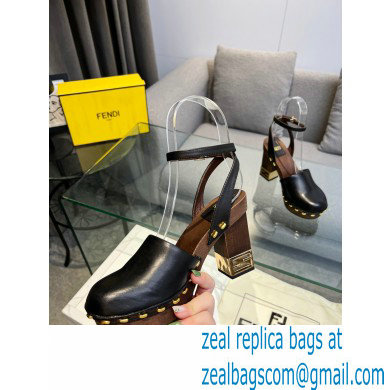 Fendi Baguette Show high-heeled clogs leather Black 2023