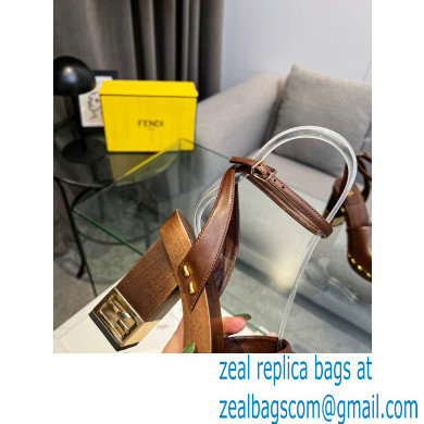 Fendi Baguette Show high-heeled clogs leather Brown 2023