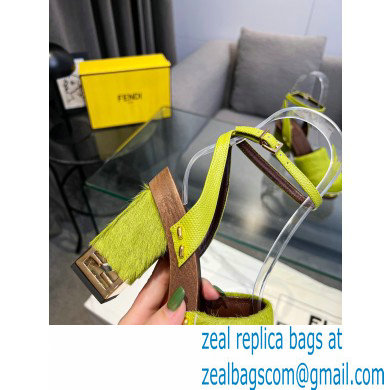 Fendi Baguette Show high-heeled clogs pony hair Green 2023