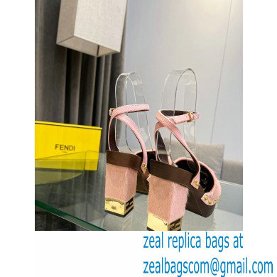 Fendi Baguette Show high-heeled clogs pony hair Pink 2023 - Click Image to Close