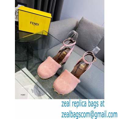 Fendi Baguette Show high-heeled clogs pony hair Pink 2023