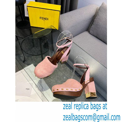 Fendi Baguette Show high-heeled clogs pony hair Pink 2023 - Click Image to Close