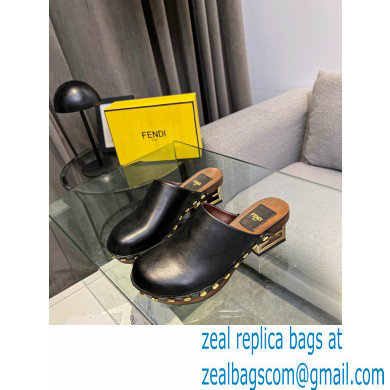 Fendi Baguette Show medium-heel clogs leather Black 2023