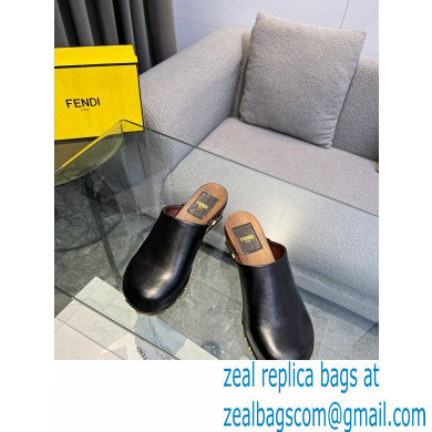 Fendi Baguette Show medium-heel clogs leather Black 2023