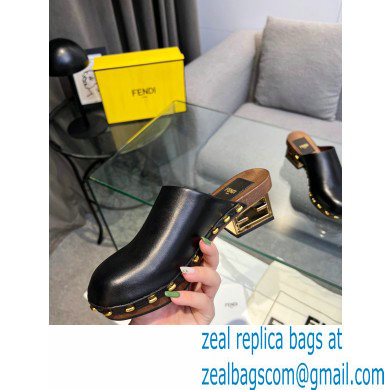 Fendi Baguette Show medium-heel clogs leather Black 2023