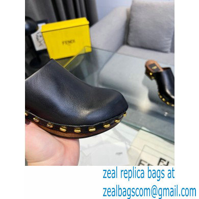 Fendi Baguette Show medium-heel clogs leather Black 2023 - Click Image to Close
