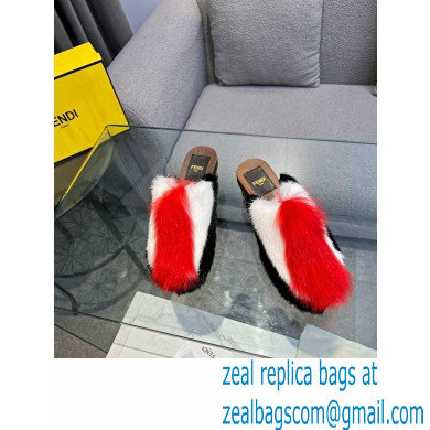 Fendi Baguette Show medium-heel clogs pony hair Black/White/Red 2023 - Click Image to Close