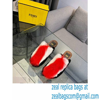 Fendi Baguette Show medium-heel clogs pony hair Black/White/Red 2023