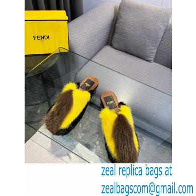 Fendi Baguette Show medium-heel clogs pony hair Black/Yellow/Brown 2023 - Click Image to Close