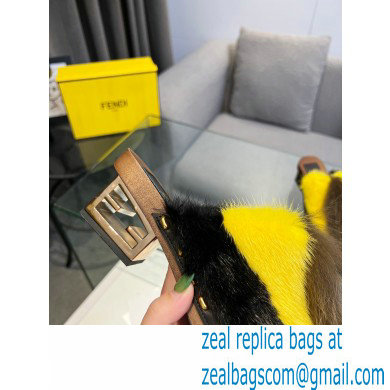 Fendi Baguette Show medium-heel clogs pony hair Black/Yellow/Brown 2023 - Click Image to Close