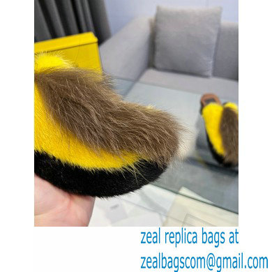 Fendi Baguette Show medium-heel clogs pony hair Black/Yellow/Brown 2023 - Click Image to Close