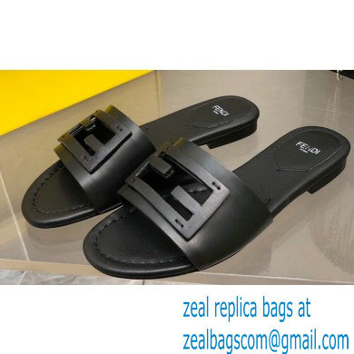 Fendi Baguette leather slides Black 2023