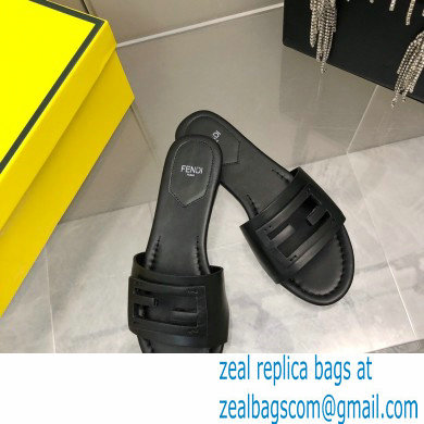 Fendi Baguette leather slides Black 2023 - Click Image to Close