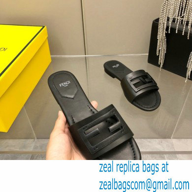 Fendi Baguette leather slides Black 2023 - Click Image to Close