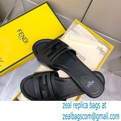 Fendi Baguette leather slides Black 2023 - Click Image to Close