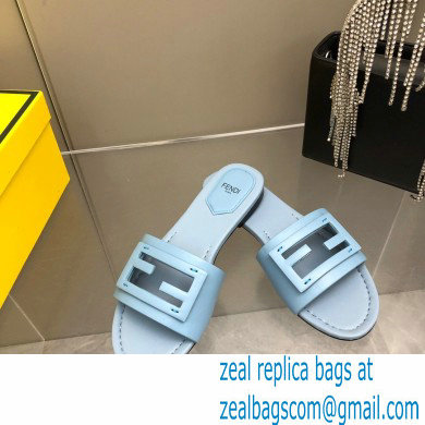 Fendi Baguette leather slides Blue 2023 - Click Image to Close