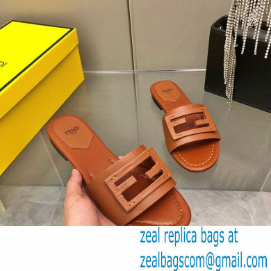 Fendi Baguette leather slides Brown 2023