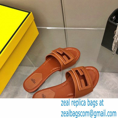 Fendi Baguette leather slides Brown 2023 - Click Image to Close