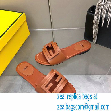 Fendi Baguette leather slides Brown 2023 - Click Image to Close