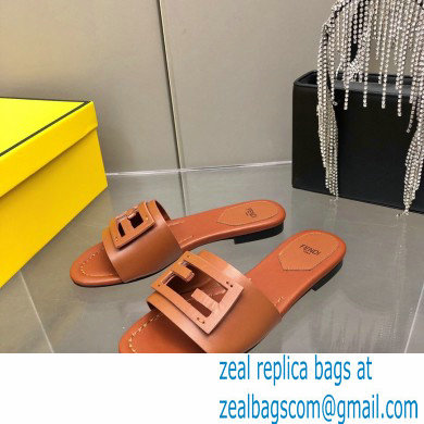 Fendi Baguette leather slides Brown 2023