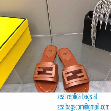 Fendi Baguette leather slides Brown 2023