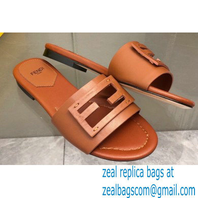 Fendi Baguette leather slides Brown 2023
