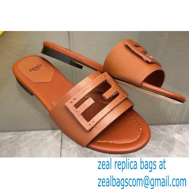 Fendi Baguette leather slides Brown 2023 - Click Image to Close