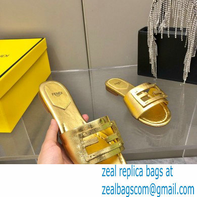 Fendi Baguette leather slides Gold 2023 - Click Image to Close