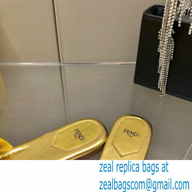 Fendi Baguette leather slides Gold 2023
