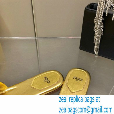 Fendi Baguette leather slides Gold 2023 - Click Image to Close