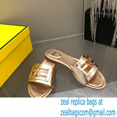 Fendi Baguette leather slides Pink Gold 2023 - Click Image to Close