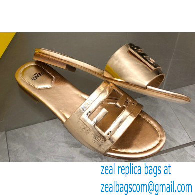 Fendi Baguette leather slides Pink Gold 2023