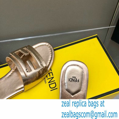 Fendi Baguette leather slides Pink Gold 2023 - Click Image to Close