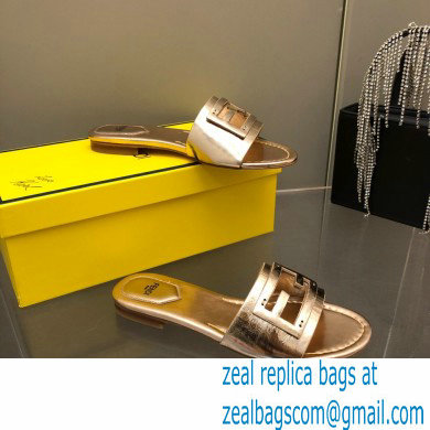 Fendi Baguette leather slides Pink Gold 2023