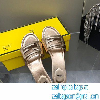 Fendi Baguette leather slides Pink Gold 2023 - Click Image to Close