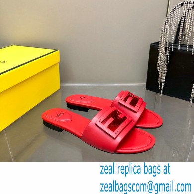 Fendi Baguette leather slides Red 2023 - Click Image to Close