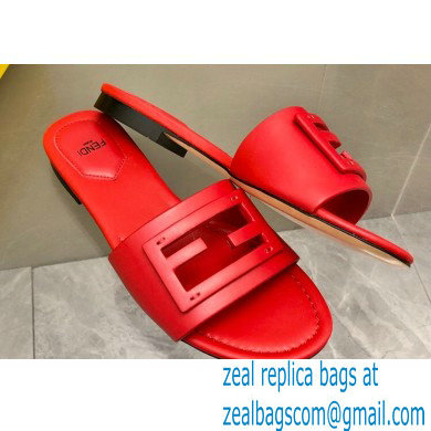 Fendi Baguette leather slides Red 2023 - Click Image to Close