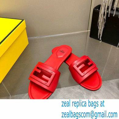 Fendi Baguette leather slides Red 2023 - Click Image to Close