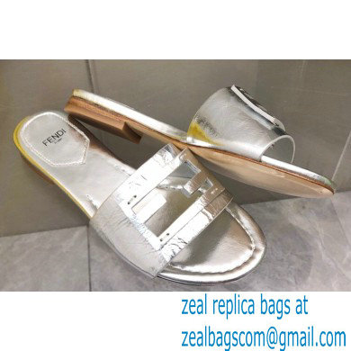 Fendi Baguette leather slides Silver 2023