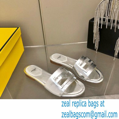 Fendi Baguette leather slides Silver 2023 - Click Image to Close