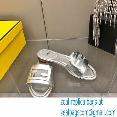 Fendi Baguette leather slides Silver 2023