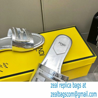 Fendi Baguette leather slides Silver 2023