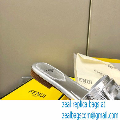 Fendi Baguette leather slides Silver 2023