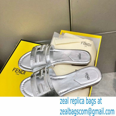 Fendi Baguette leather slides Silver 2023